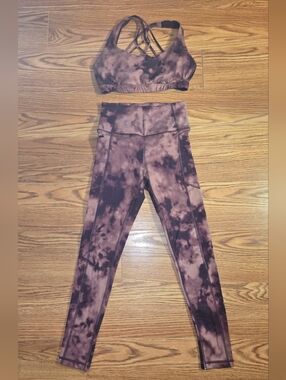 Victoria's Secret Burgundy & Pink Tie-Dye Activewear Set (S/2)